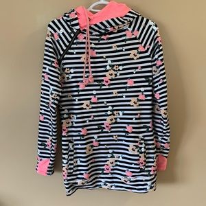 Ampersand Ave black and white striped hoodie